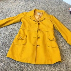 Tulle Anthropologie Yellow Large Pea Coat Trench Wool